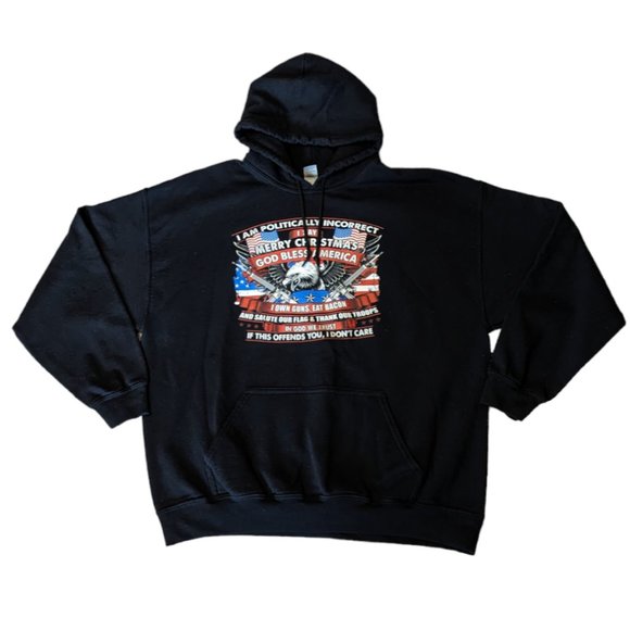 Gildan Heavy Blend Hoodie Hooded Sweatshirt Politically Incorrect USA Unisex XL - Picture 3 of 7